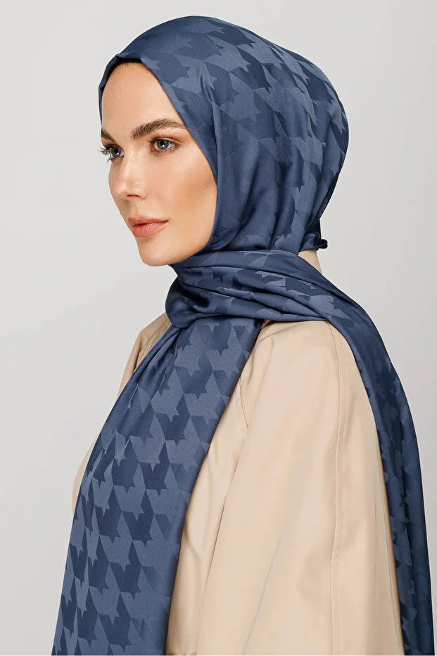 Houndstooth Pattern Anthracite Cotton Jacquard Shawl 99