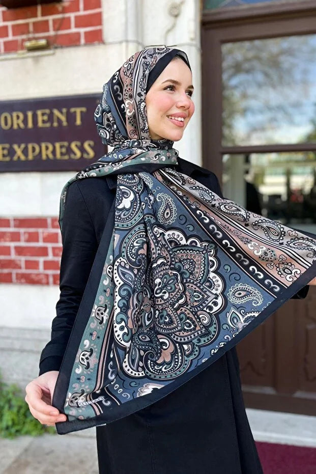 Fresh Cotton Shawl - Orient Express Model Green, Black, Smoked 0011