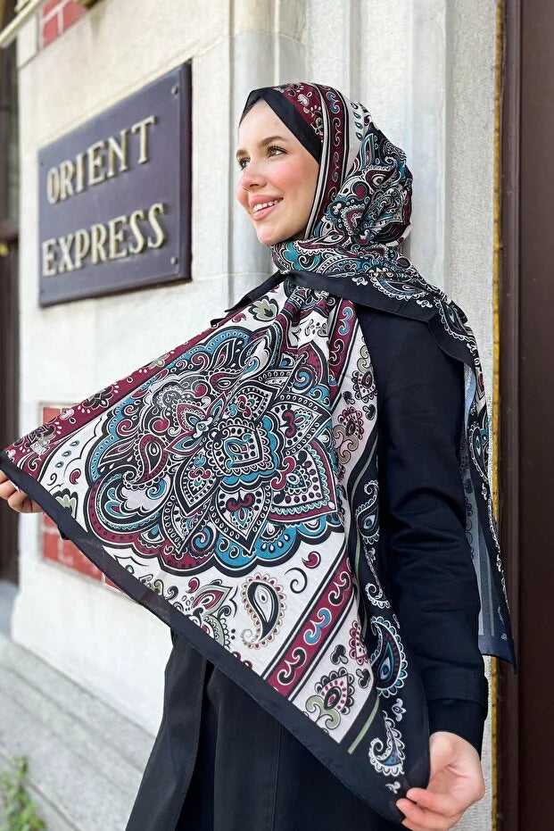 Fresh Cotton Shawl - Orient Express Model Blue, Black, Burgundy 0013