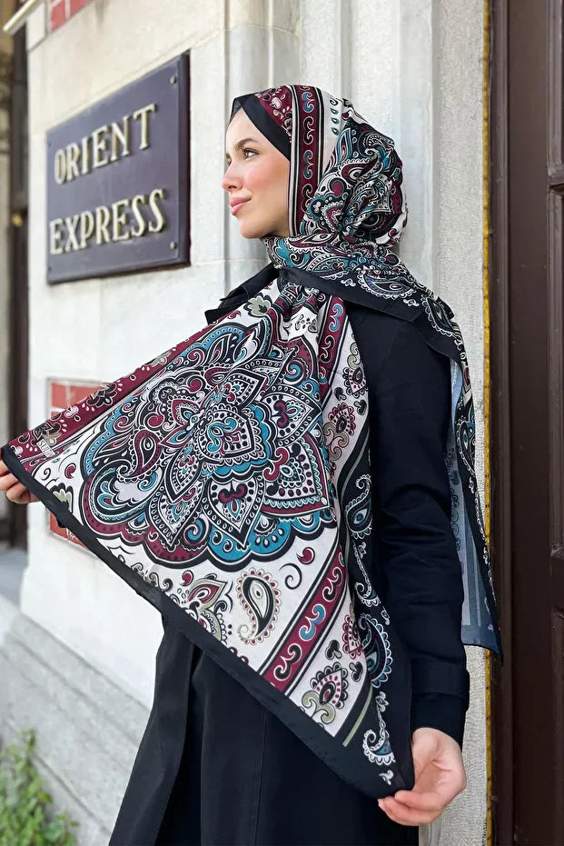Fresh Cotton Shawl - Orient Express Model Blue, Black, Burgundy 0013