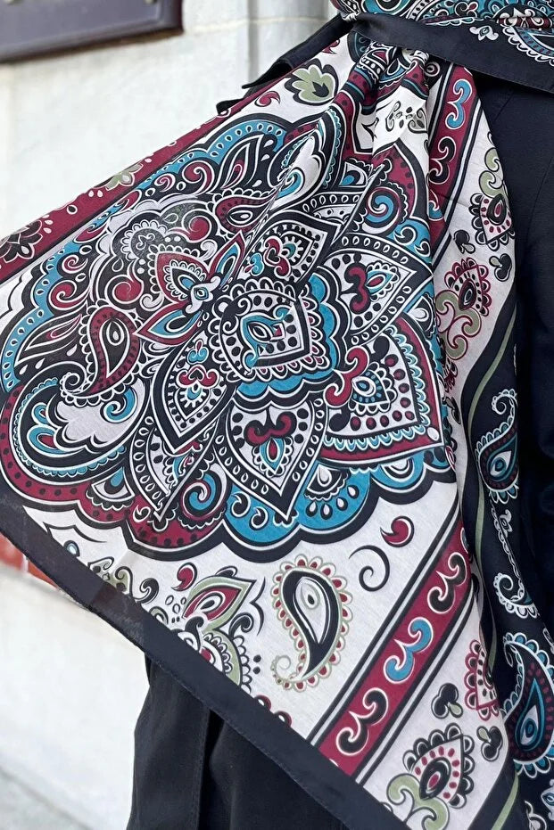 Fresh Cotton Shawl - Orient Express Model Blue, Black, Burgundy 0013