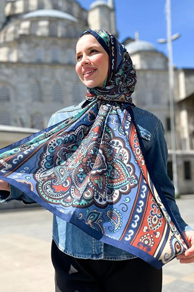 Fresh Cotton Shawl - Orient Express Model Green, Tile, Blue 0015