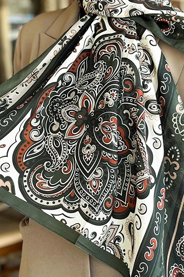 Fresh Cotton Shawl - Orient Express Model Khaki, Black, Tile 0016