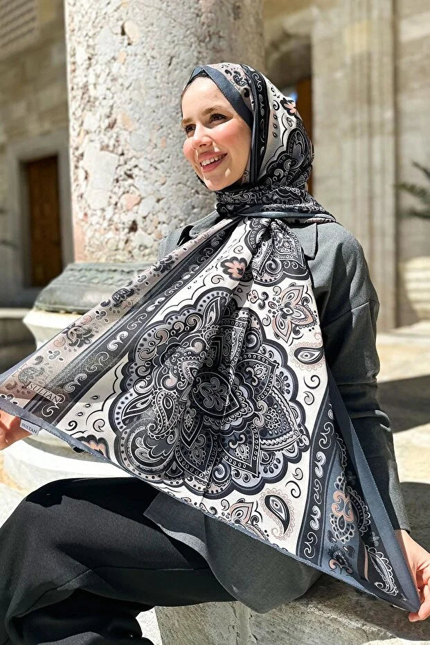 Fresh Cotton Shawl - Orient Express Model Black, Gray, Mink 0017