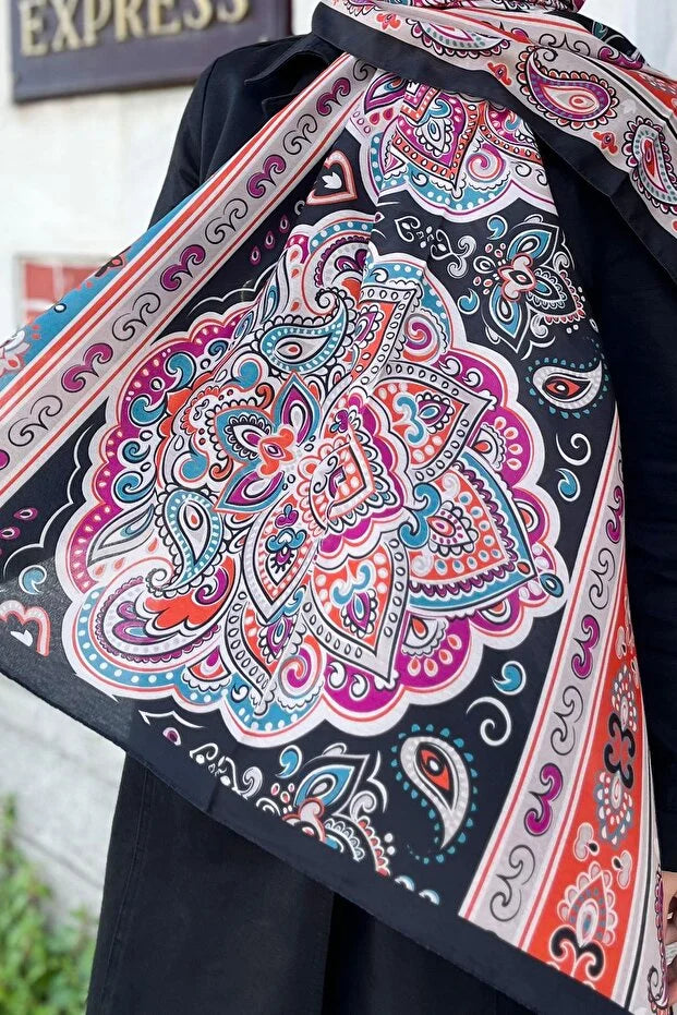 Fresh Cotton Shawl - Orient Express Model Turkuaz, Pembe, Turuncu 0019