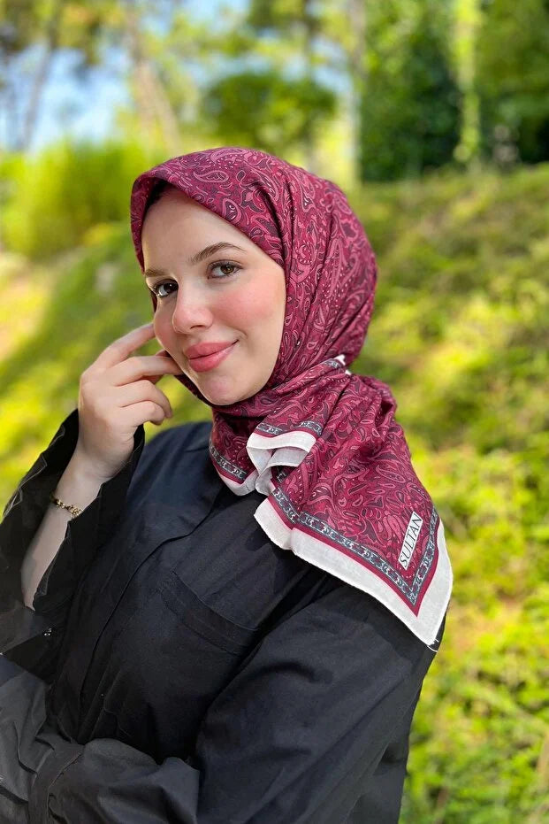 Pamuklu Eşarp - Monokrom Şal Deseni  0024