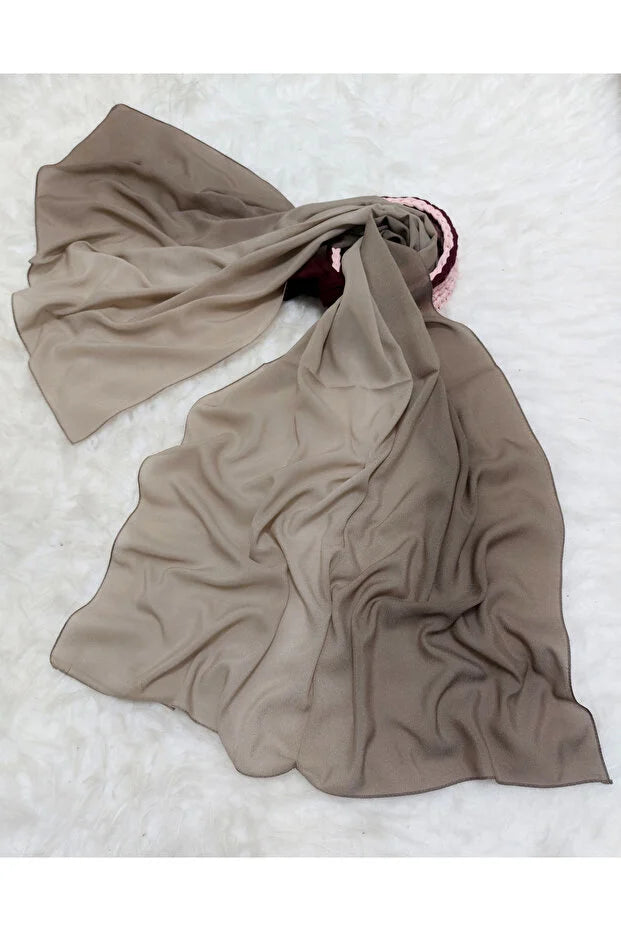 Patterned Chiffon Shawl Gradient Model Soft 0025