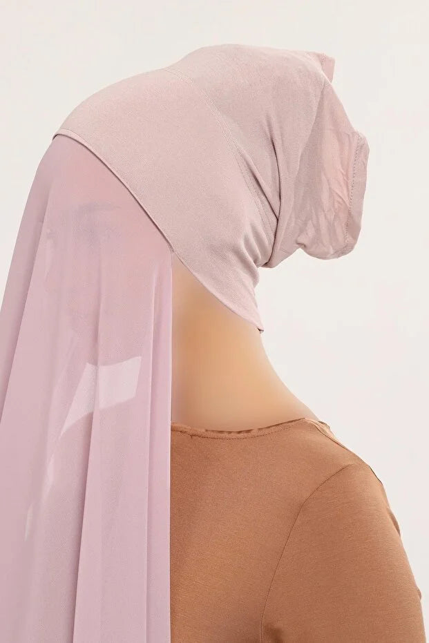 Ready Pratik Lüks Boru Kemikli Şifon Şal Pudra 0028