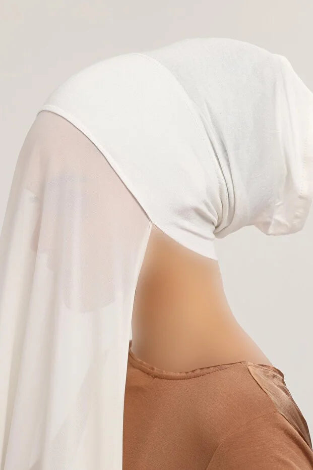 Ready Pratik Lüks Boru Şapka Şifon Şal Ekru 0029