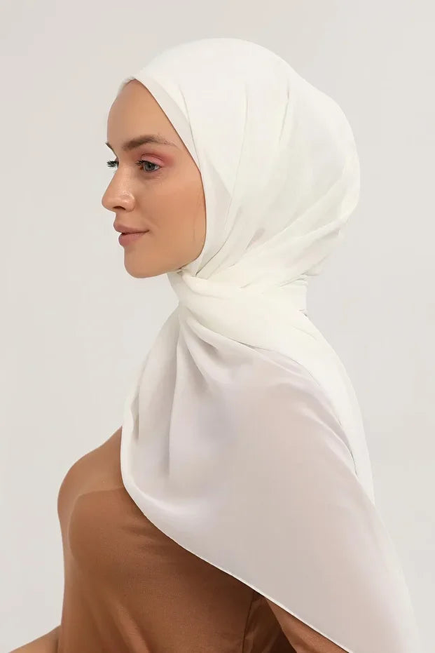 Ready Pratik Lüks Boru Şapka Şifon Şal Ekru 0029
