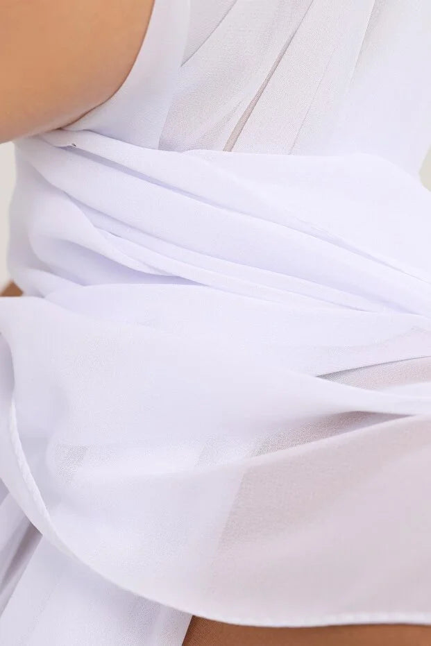 Ready Pratik Lüks Boru Şapkası Şifon Şal Beyaz 0030