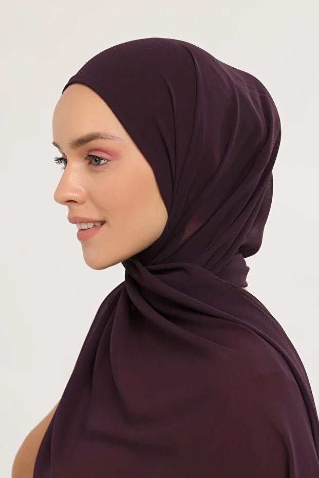 Ready Pratik Lüks Boru Kemikli Şifon Şal Erik 0031