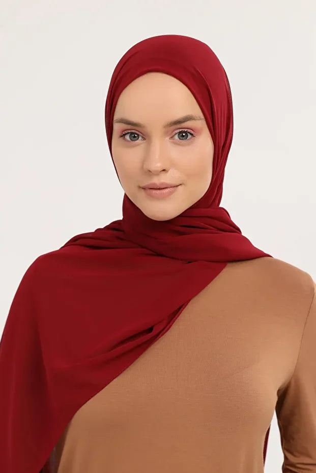 Ready Pratik Lüks Boru Şapkası Şifon Şal Bordo 0032