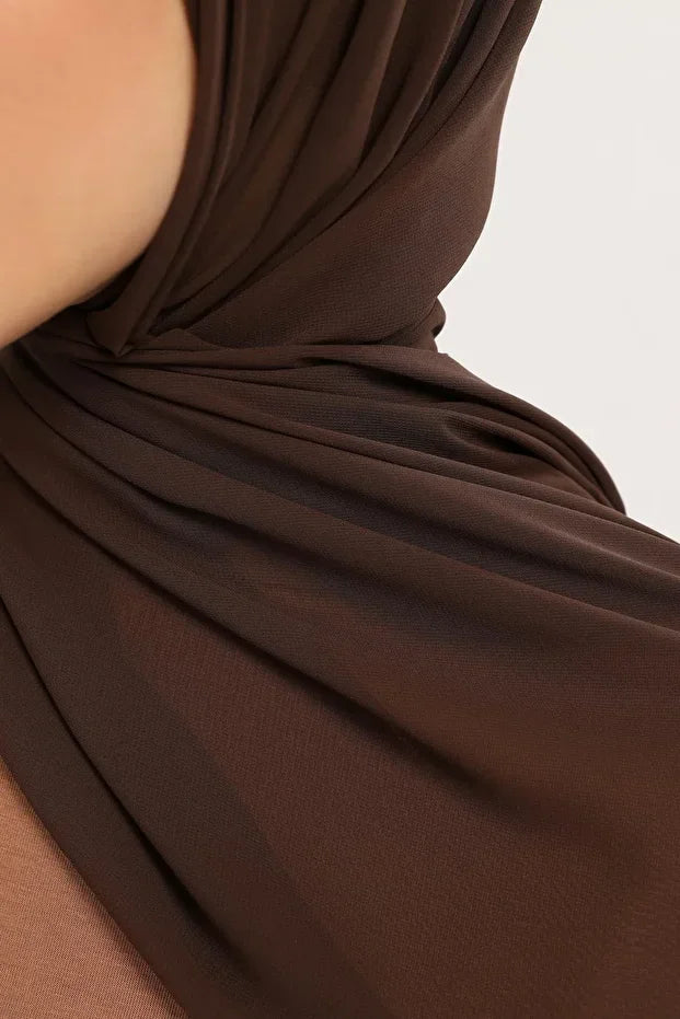 Ready Practical Luxury Pipe Bonnet Chiffon Shawl Brown 00-33