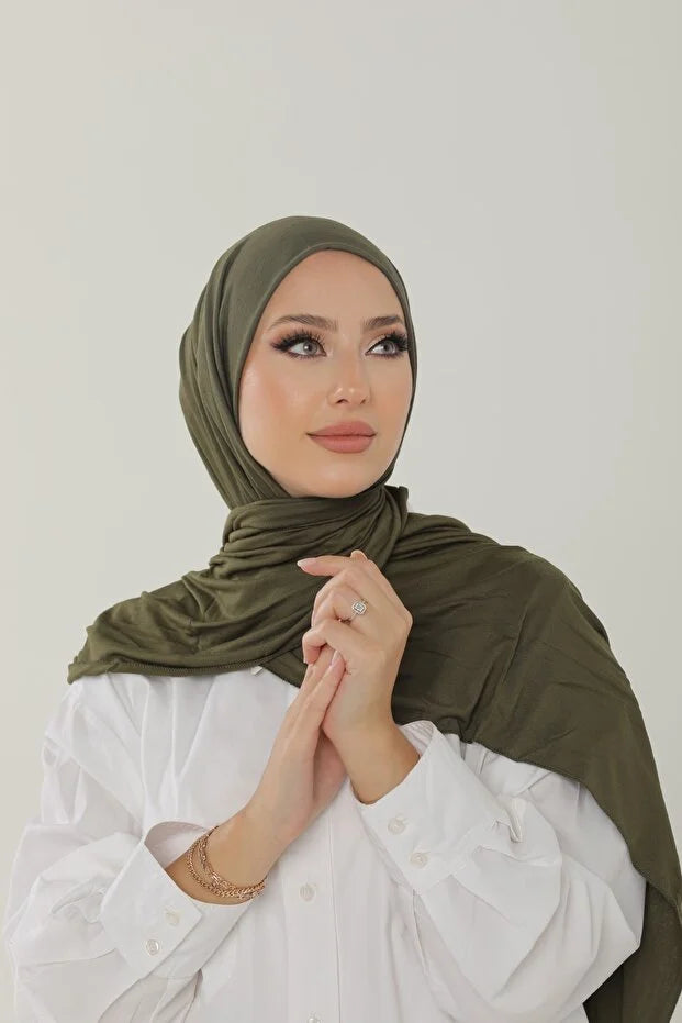 Khaki Luxury Combed Cotton Shawl - Women's Hijab Jersey Hijab Lycra Shawl 0046