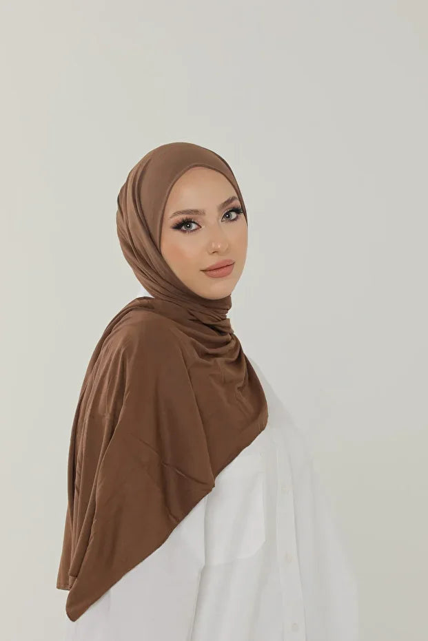 Chocolate Luxury Combed Cotton Shawl - Women's Hijab Jersey Hijab Lycra Shawl 0048