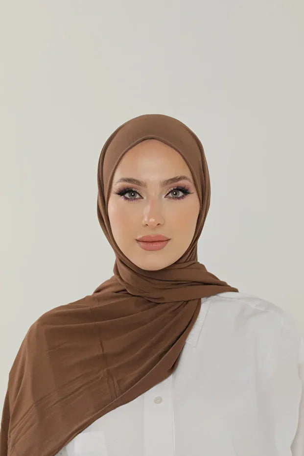 Chocolate Luxury Combed Cotton Shawl - Women's Hijab Jersey Hijab Lycra Shawl 0048