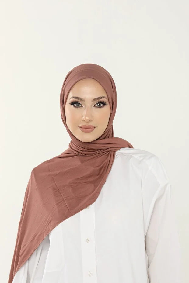 Dusty Rose Luxury Combed Cotton Shawl - Women's Hijab Jersey Hijab Lycra Shawl 0050