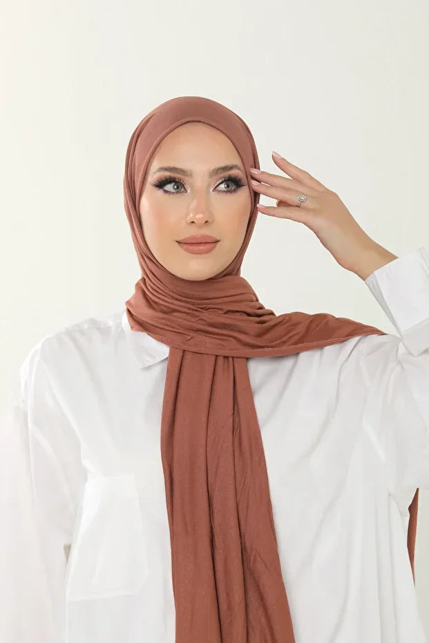 Red Pink Luxury Combed Cotton Shawl - Women's Hijab Jersey Hijab Lycra Shawl 0051