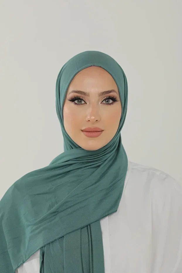 Coral Green Luxury Combed Cotton Shawl - Women's Hijab Jersey Hijab Lycra Shawl 0052
