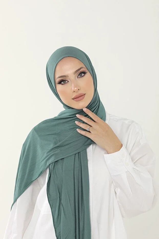 Coral Green Luxury Combed Cotton Shawl - Women's Hijab Jersey Hijab Lycra Shawl 0052