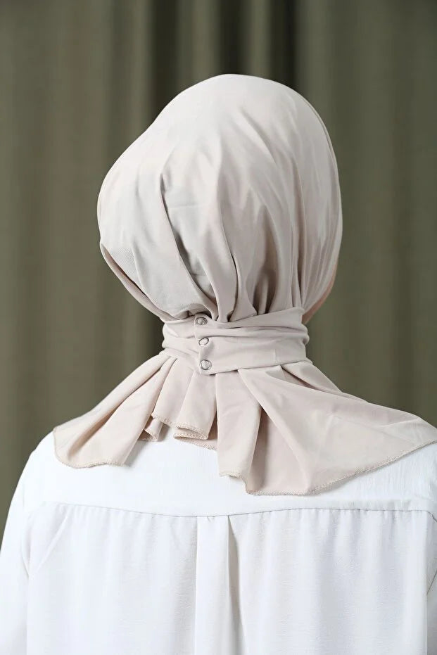Women's Snap Fastener Hijab Bonnet Ready-made Hijab Shawl Stone 67