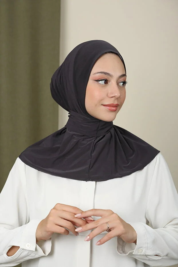 Women's Snap Fastener Hijap Bonnet Ready-made Hijab Shawl 68