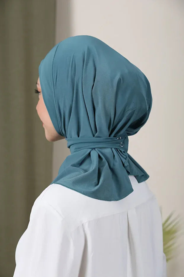Women's Snap-On Hijap Bonnet Ready-made Hijab Shawl Mint 72