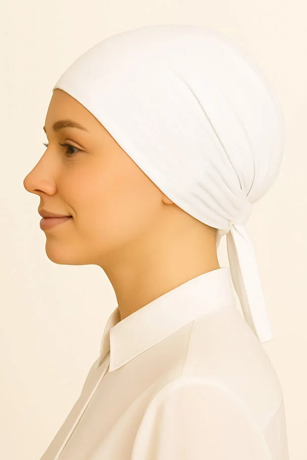 White Non-Slip Seamless Silicone Bonnet 78