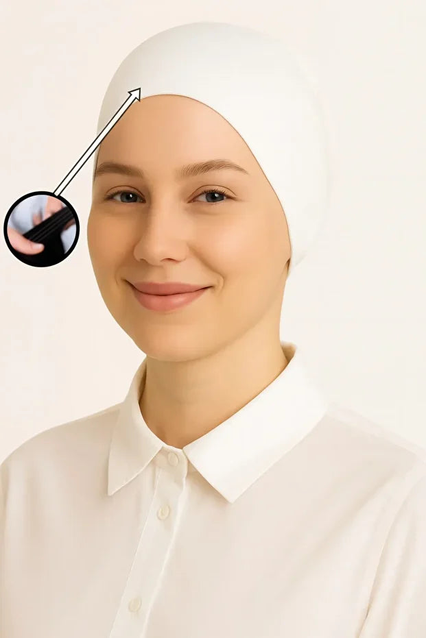 White Non-Slip Seamless Silicone Bonnet 78