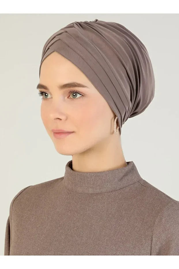 Cross Three-Striped Ready-Made Turban - Mink  81