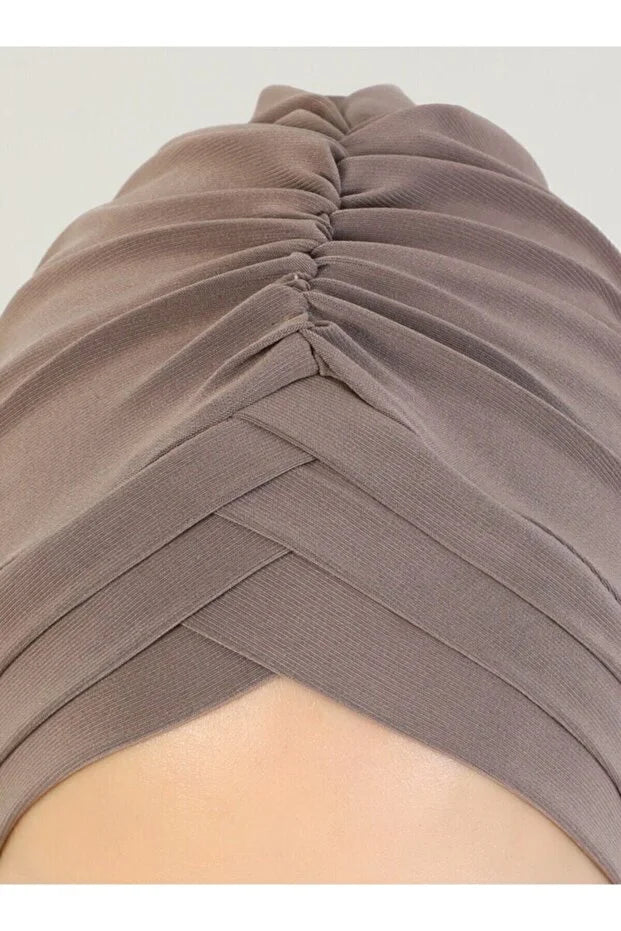 Cross Three-Striped Ready-Made Turban - Mink  81