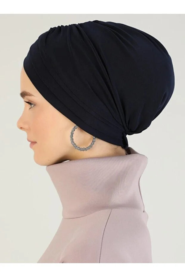 Cross Three-Striped Ready-Made Turban - Navy Blue  82