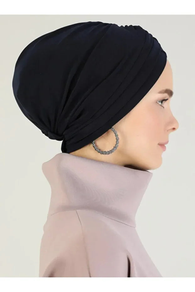 Cross Three-Striped Ready-Made Turban - Navy Blue  82