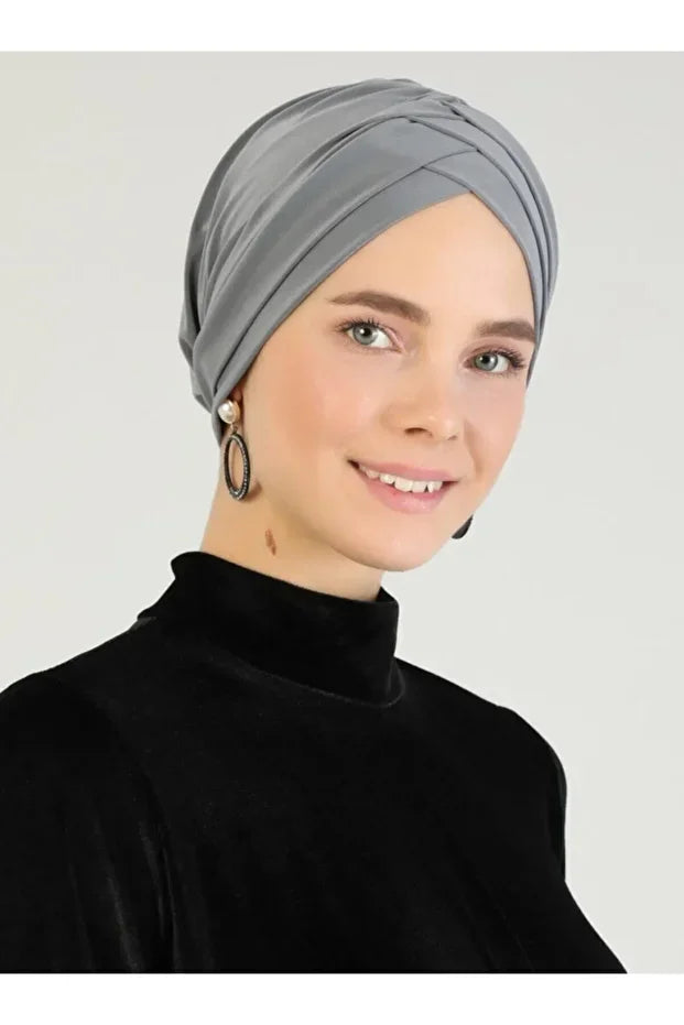 Crossed Three-Striped Ready-made Turban - Gray 83