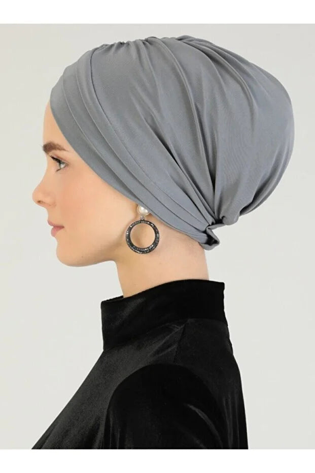 Crossed Three-Striped Ready-made Turban - Gray 83