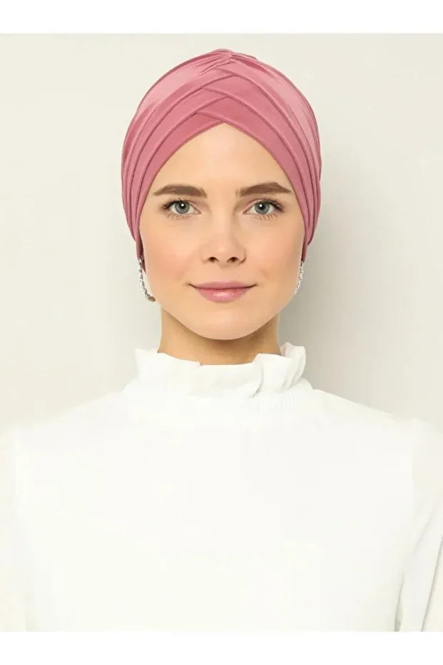 Women's Cross Three-Band External Bonnet Ready Turban 87